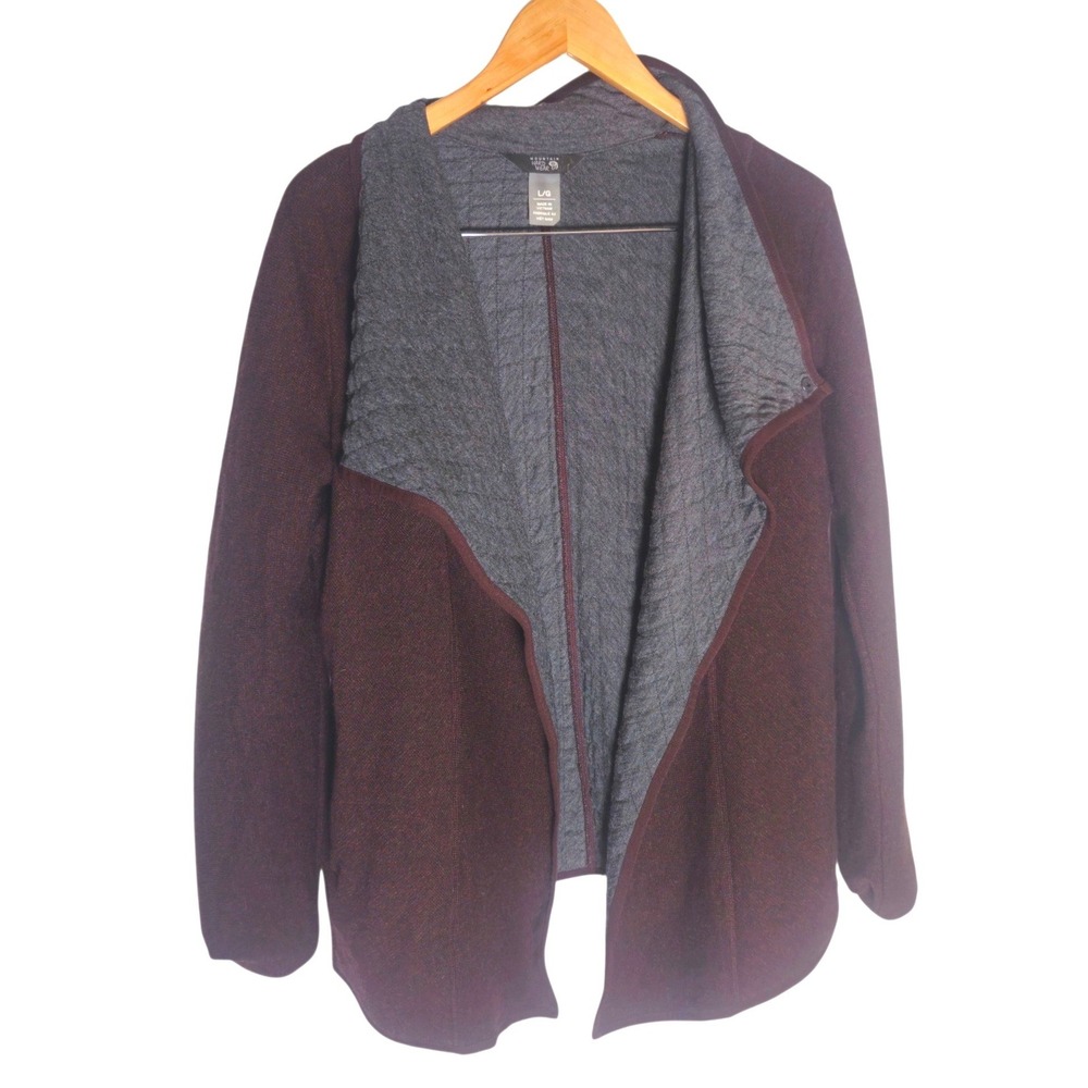 Mountain Hardware Sarafin Wrap Sweater Cardigan Brown/Gray Sz L Quilted Granola - Picture 4 of 14